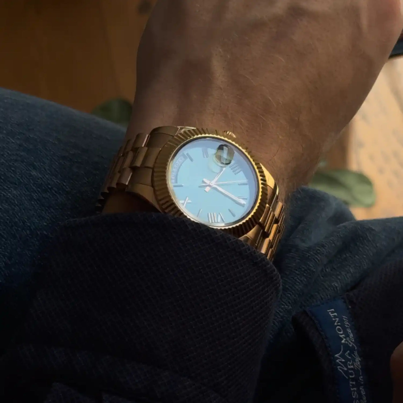 Day Olive Roman Dial Rosegold Seiko Mod Watch