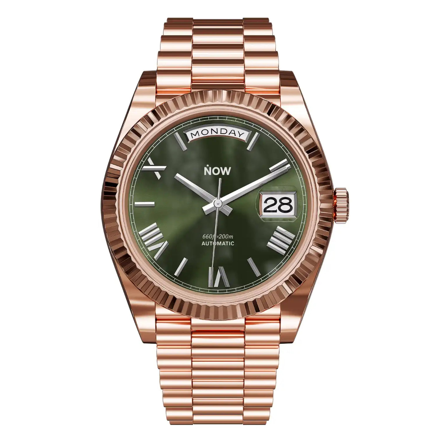 Day Olive Roman Dial Rosegold Seiko Mod Watch