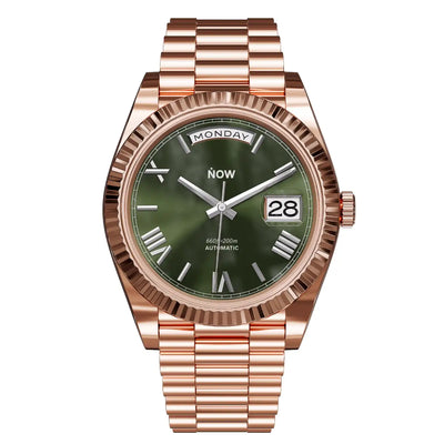 Day Olive Roman Dial Rosegold Seiko Mod Watch