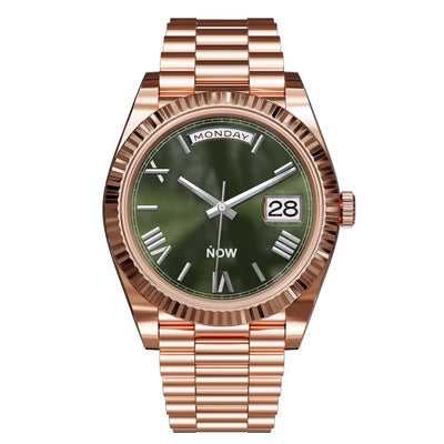 Day Olive Roman Dial Rosegold Seiko Mod Watch